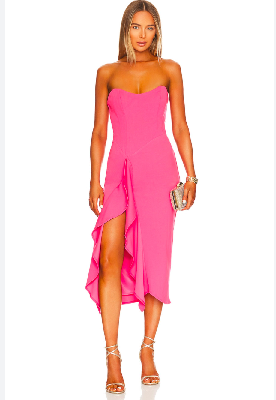 NWT Rowan Dress in Pink Punch Ruffle Katie May size S MSRP $375